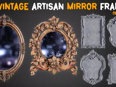 15 Vintage Artisan Mirror Frames - Vol 34 Low-poly 3D model