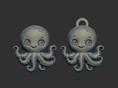 octopus cartoon keychain cnc model 3D print model
