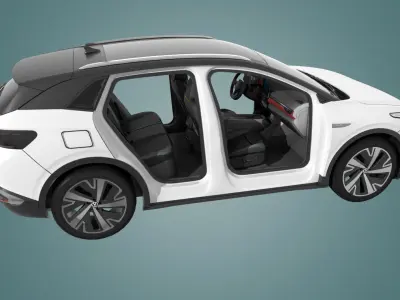 Volkswagen ID4D with interior trim and interior structure Low-poly 3D model