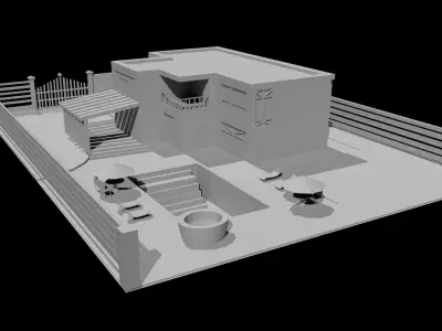 Mansion modern house with swimming pool 3D model