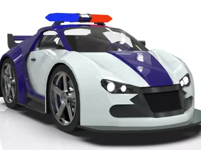 Police Supercar Stylized Low Poly Bugatti Inspired 3D model