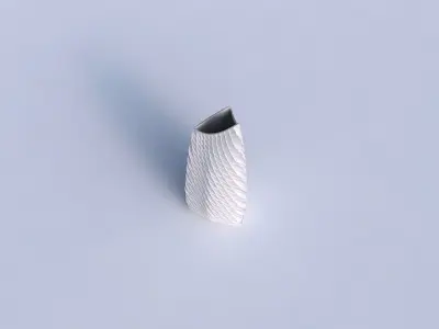 Vase curved tipping triangle 2 with twisted diagonal grid dents 3D print model