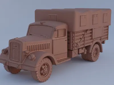 Truck with cabin and car body 3D model