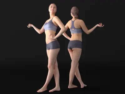 Slim sporty female 11 Low-poly 3D model
