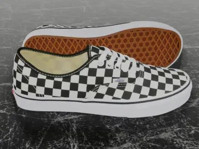 VANS AUTHENTIC GOLDEN COAST BLACK WHITE 3D SHOES  Low-poly 3D model