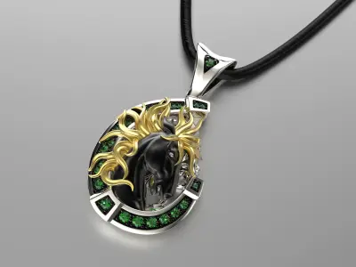 Jewelry Pendant Wild Horse 0179 Stl 3dm Gold Pendant 3D print model