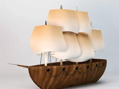 Decor-ship wooden sailing ship lamp Free 3D model