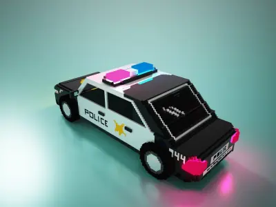 Voxel 3D police car model  3D model
