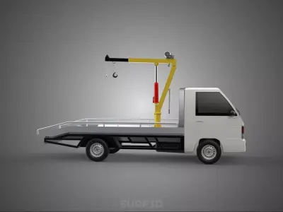 HYDRAULIC CRANE MANUAL HAND CRANK WINCH HOOK JIB TRUCK PICKUP 3D model