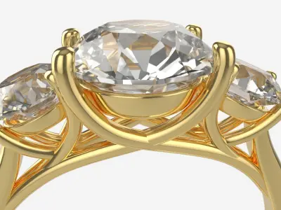 Gold Diamond Ring Jewelry 06 3D model