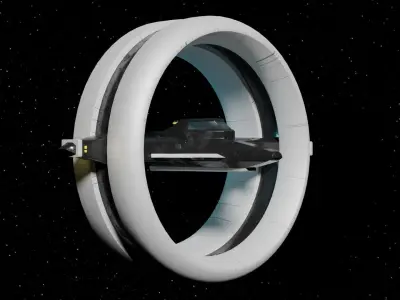 Futuristic Hyperdrive Spaceship Low-poly 3D model