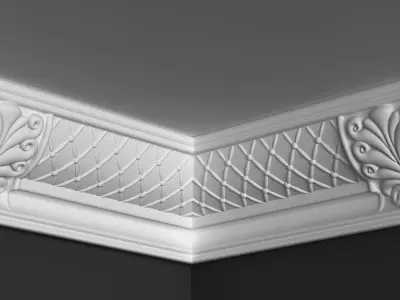 Cornice Moulding 3D Model with Classic Elements 3D model