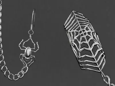 Ear cuffs Spider on web 3D model