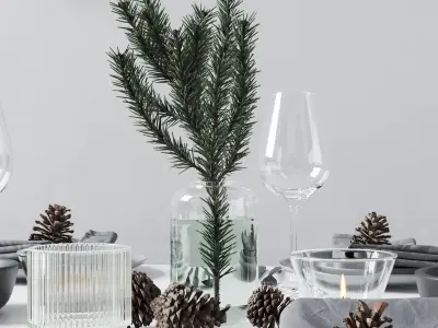 Christmas Table Setting 3D model