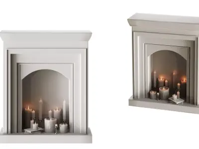 Fireplace with candles 3D model