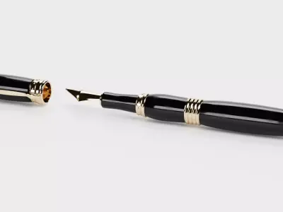 Luxury Fountain Pen in Box Low-poly 3D model