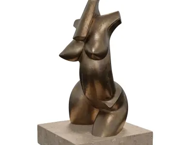 Antique Copper Woman Statue - Abstract Torso Sculpture 3D Model 3D model