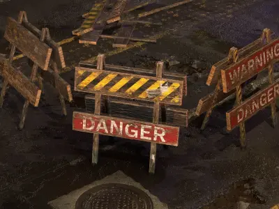 Road sign in different variations Free low-poly 3D model