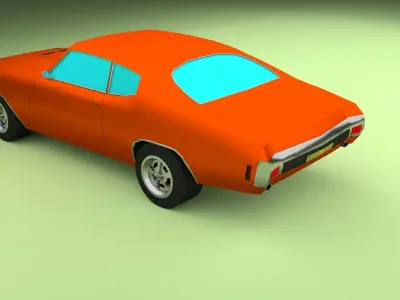 Simple Muscle Car Low-poly 3D model