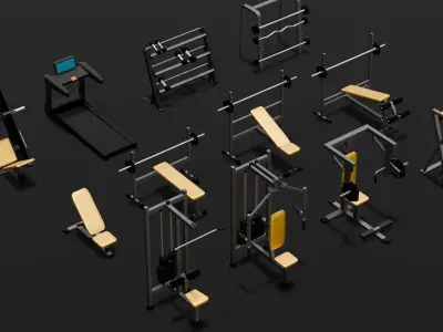 Workout Equipment Pack 3D Model Low-poly 3D model