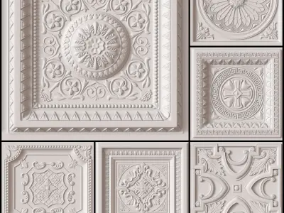 10 Decorative Ceiling Tile Collection 3D model