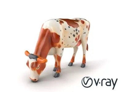 Spotted Cow Grazing Animation Farm model pack Low-poly 3D model