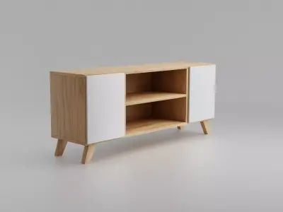 Scandinavian tv stand Low-poly 3D model