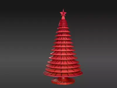 Minimalist Layered Tree Sculpture 3D Model Christmas Decor Low-poly 3D model