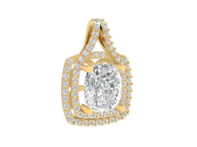 Luxury Gemstone Halo Gold Pendant for Women 2246 3D print model