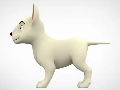 White Bull Terrier Low-poly 3D model