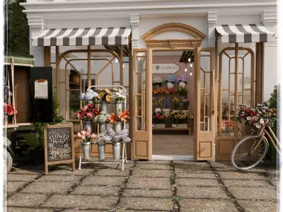 Flower Shop Blender Scene 3D model