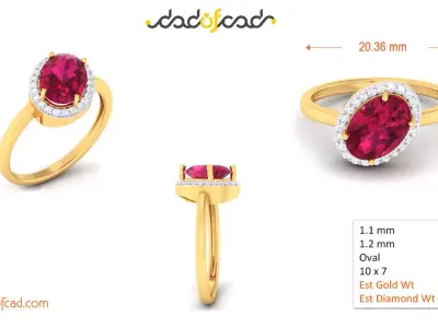 Eternal Grace Diamond and Ruby Ring 3D print model