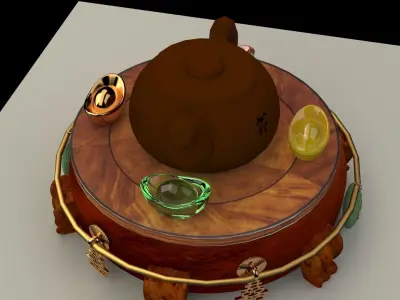 Chinese display stand with tea pot  3D model