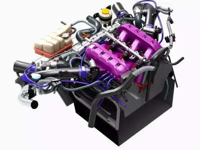 HKS VR38DETT Engine Low-poly 3D model