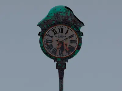 Street Clock Rusted Free low-poly 3D model