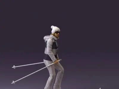 woman in skisuit on skies 1101 3D model