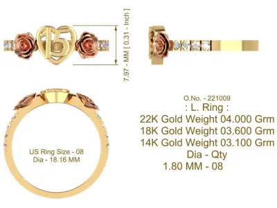 Rose And Heart Ring 3D print model