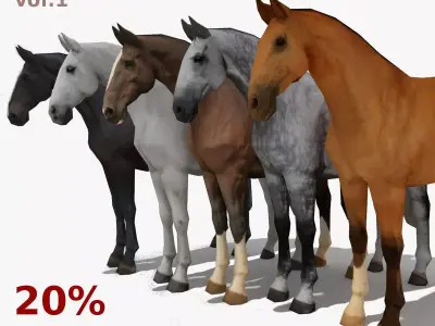 LowPoly Horses Collection volume 1 Low-poly 3D model