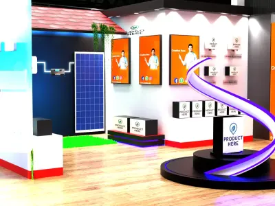 Modern Exhibition Booth 3D Model Black and white accent 3D model