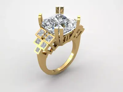 ring with diamond 3D print model purchase