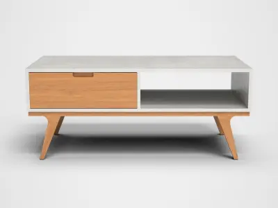 Abril coffee Table white finish Low-poly 3D model