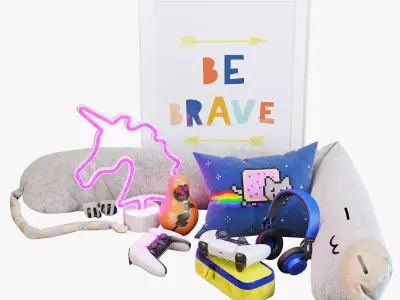 Kids room decor set 001 3D model