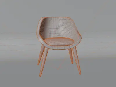 Chair with wooden legs Free low-poly 3D model