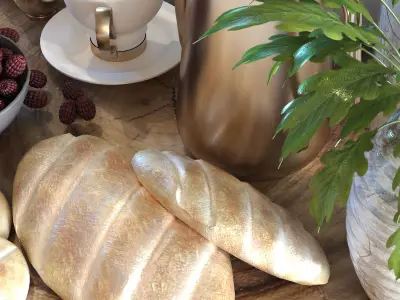 Decoration of breakfast set 029 Low-poly 3D model