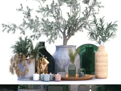 Green decoration object set 221 3D model