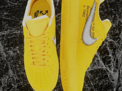 OFF WHITE X NIKE AIR FORCE 1 ONE YELLOW 3D SHOES Low-poly 3D model