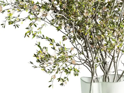 Flowering branches in a Frosted glass vase - Bouquet 82  Low-poly 3D model