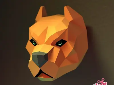 Pitbull Head Low-poly 3D model