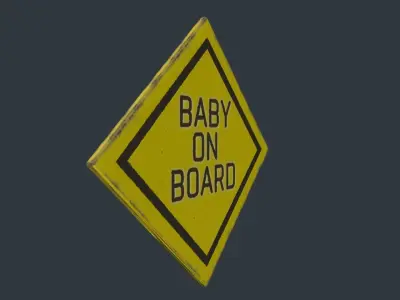 Baby on Board Sign Low-poly 3D model