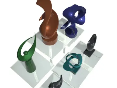 sculpture model four glass sculptures 3D model